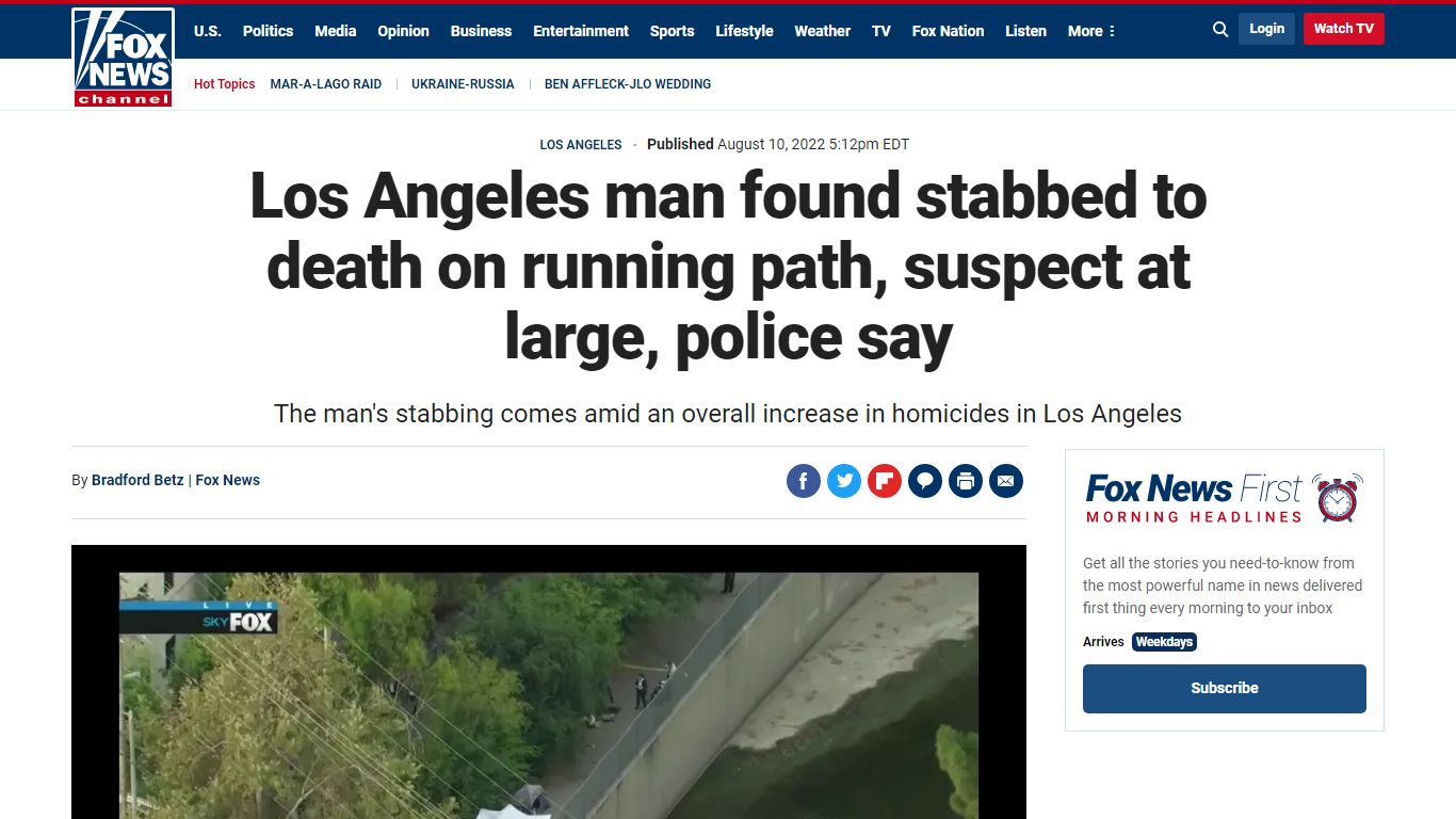 Los Angeles man found stabbed to death on running path, suspect at ...